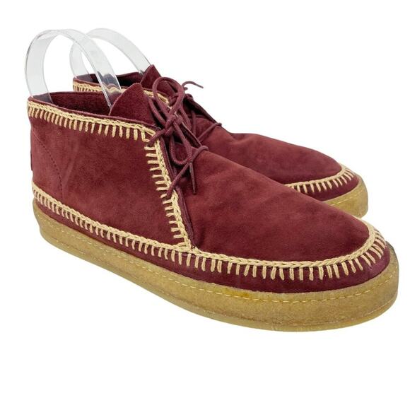 Anthro Laidback London Maroon Suede Shenje Chukka Boots EU 42 Lace Up Handmade - Picture 1 of 11